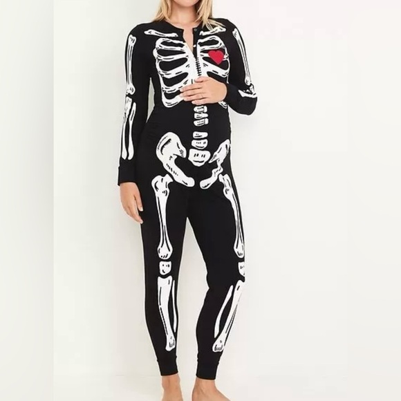 Old Navy Skeleton Onesie Women’s Pajama Maternity XS - Picture 1 of 4